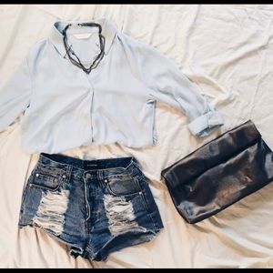 Light Blue Semi Sheer Blouse